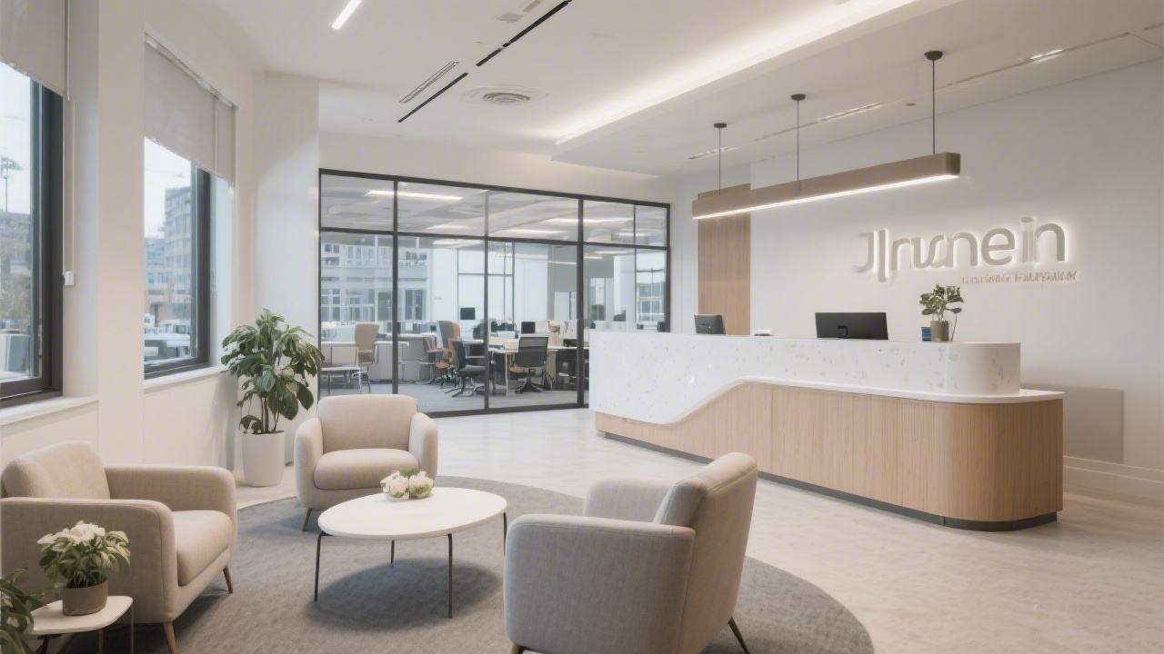 Reception area of a modern Dublin office with clean seating, soft lighting, and a welcoming professional atmosphere suitable for business consultations.