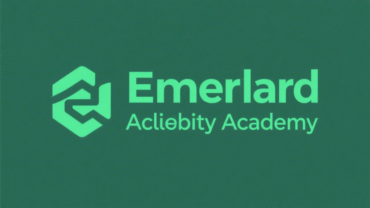 Simple emerald green wordmark logo reading Emerald Affiliate Academy in clean sans serif type, minimal icon mark, no complex shapes, business friendly.